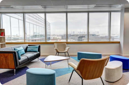 blue chair office space